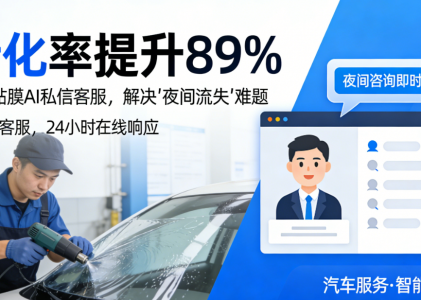 “转化率提升89%”：汽车贴膜头部品牌如何用螳螂科技AI私信客服，解决“夜间流失”难题