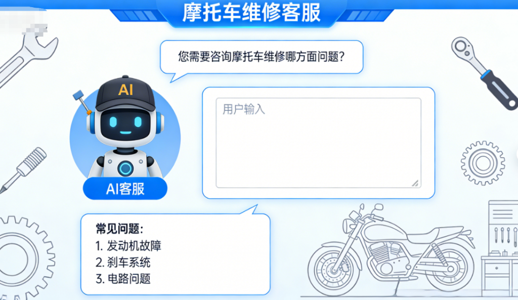 摩托车维修 AI 私信客服 – 螳螂 AI 私信客服:骑行无忧的智能助手 摩托车维修 AI 私信客服 - 螳螂 AI 私信客服:骑行无忧的智能助手