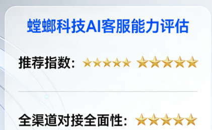 螳螂科技 AI 客服推荐指数五颗星，全渠道对接全面性五颗星